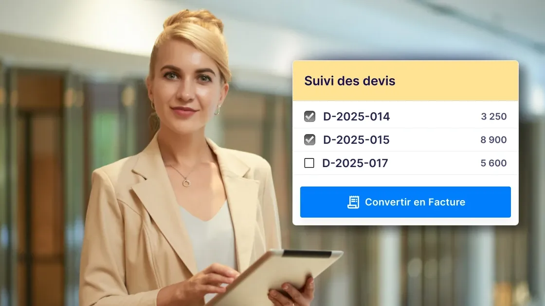 Une interface intuitive qui centralise les devis, commandes et factures, avec suivi en temps réel des paiements et intégration comptable.